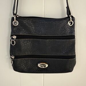 Rosetti Crossbody Bag Dark Pewter Gray Black Textured Purse with Zip Pockets